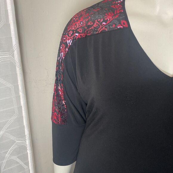 Jaclyn Smith Top Womens 1X Black Velvet Burnout Shoulder Whimsigoth Romantic - Picture 5 of 9